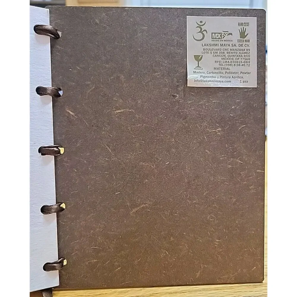 Laser Cut Seahorse Wooden Ribbon Bound Journal Handmade Paper Made In Mexico